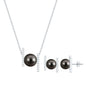 Genuine Black Tahitian Pearl Necklace and Earrings Set with Moissanite