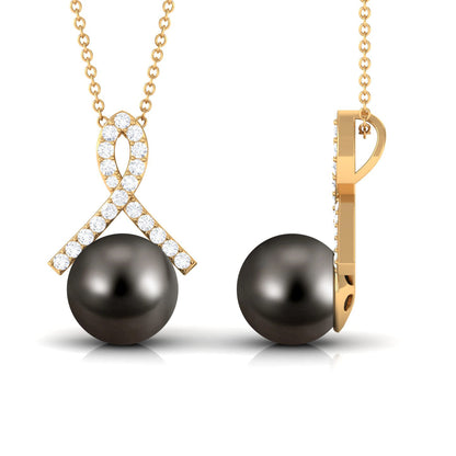 Tahitian Pearl Solitaire Pendant with Diamond Twisted Bail