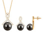 Solitaire Tahitian Pearl Pendant and Earrings Set with Diamond