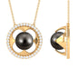 8 Carat Solitaire Tahitian Pearl and Diamond Flower Necklace