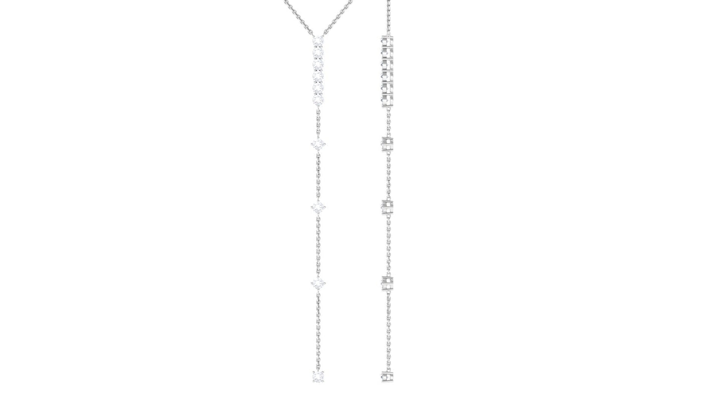 Certified Round Moissanite Lariat Necklace for Women
