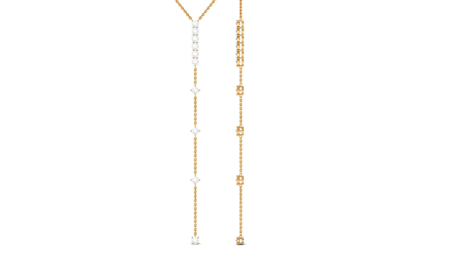 Certified Round Moissanite Lariat Necklace for Women