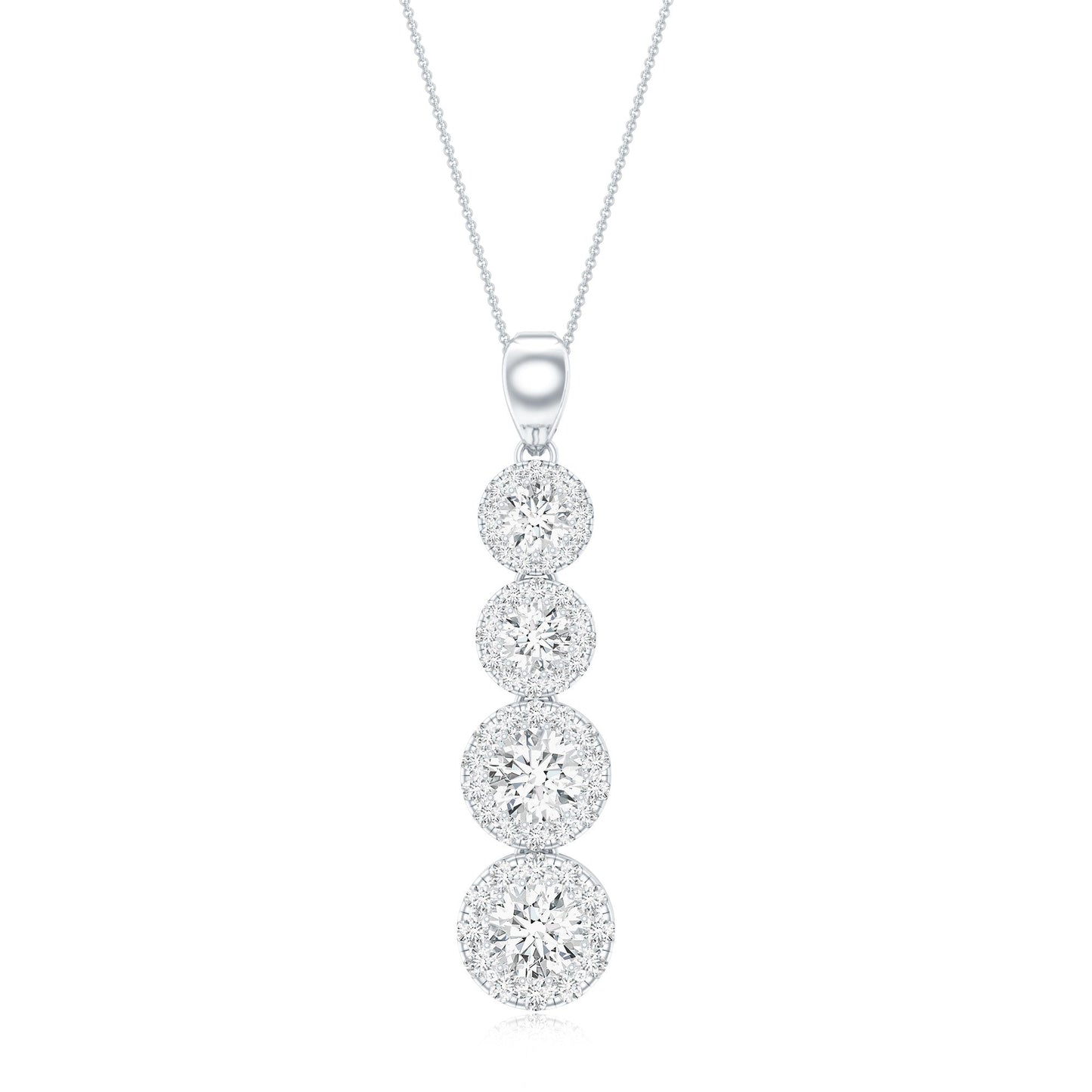 Certified Moissanite Minimal Halo Dangle Pendant