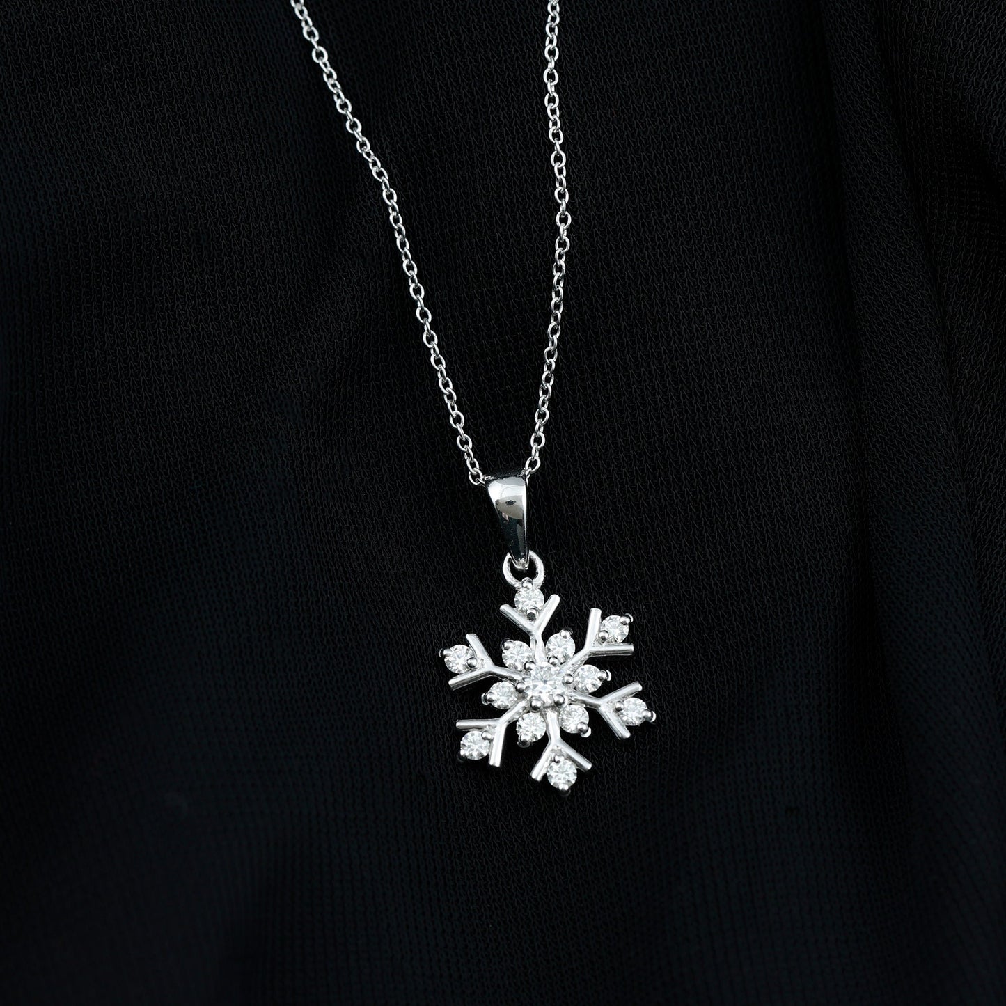 Certified Moissanite Snowflake Pendant Necklace for Women