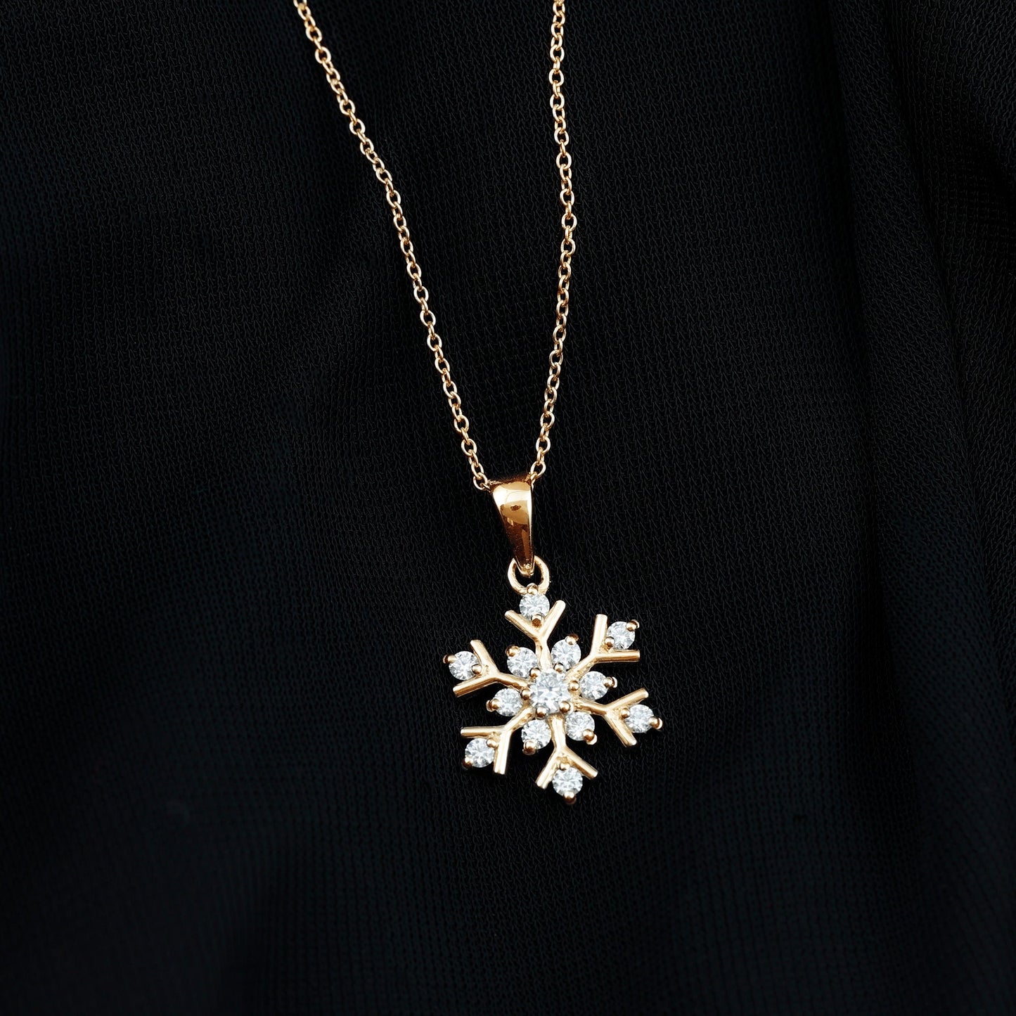 Certified Moissanite Snowflake Pendant Necklace for Women