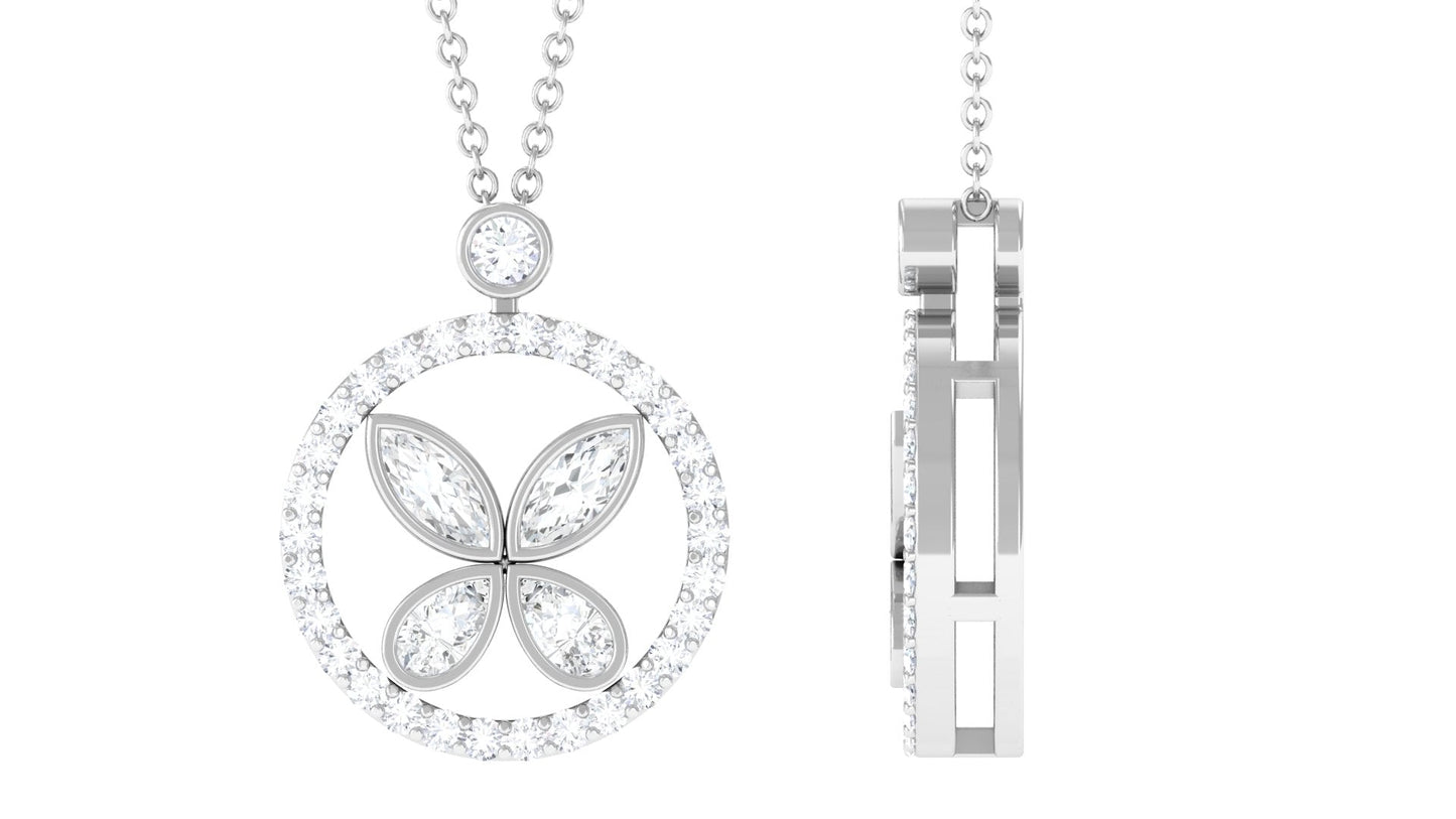 Certified Moissanite Butterfly Pendant Necklace For Her