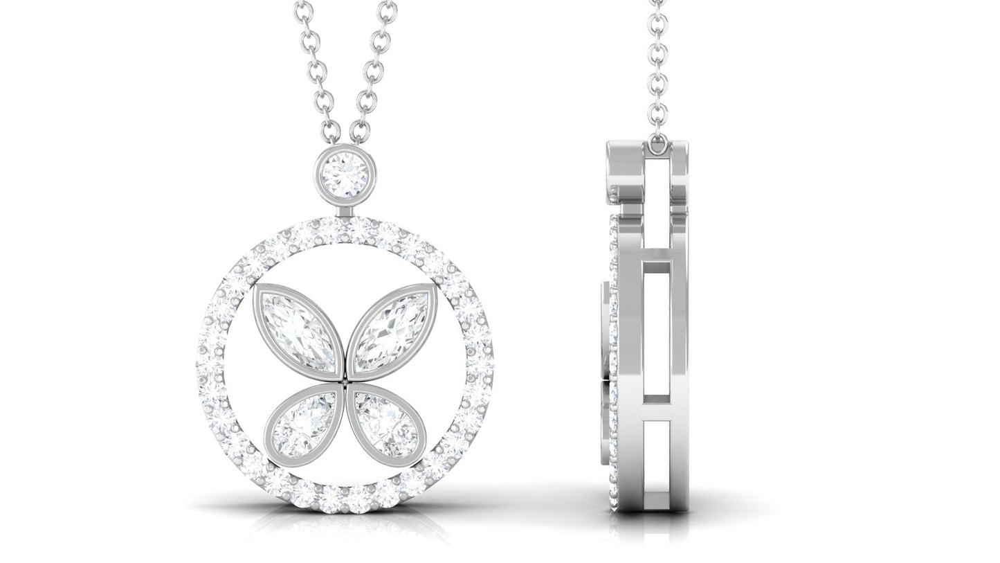 Certified Moissanite Butterfly Pendant Necklace For Her