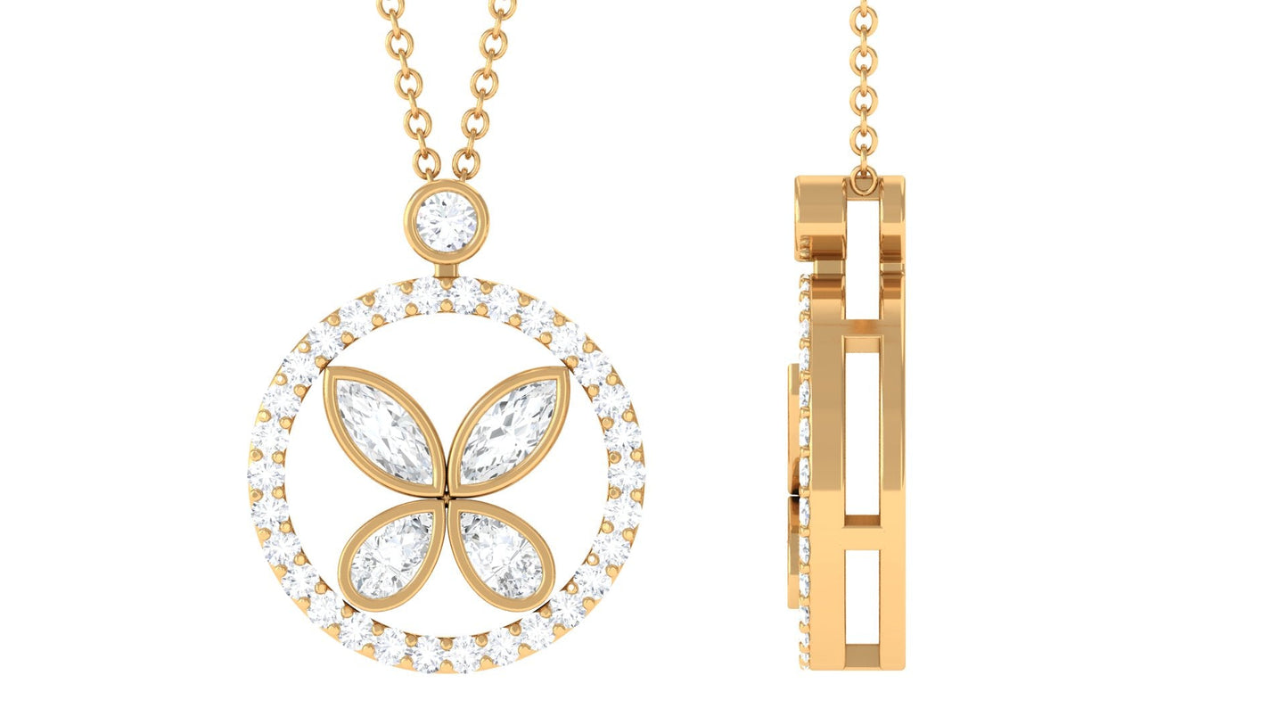 Certified Moissanite Butterfly Pendant Necklace For Her