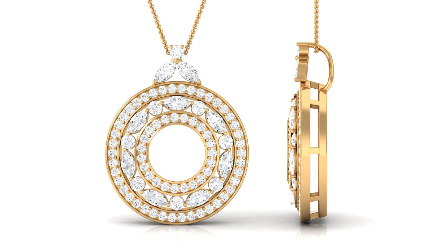Certified Moissanite Vintage Circle Pendant Necklace