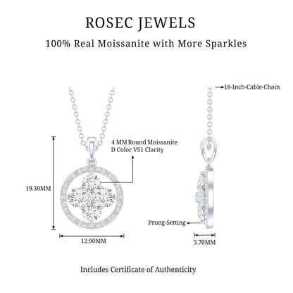 Simple Moissanite Flower Pendant with Halo