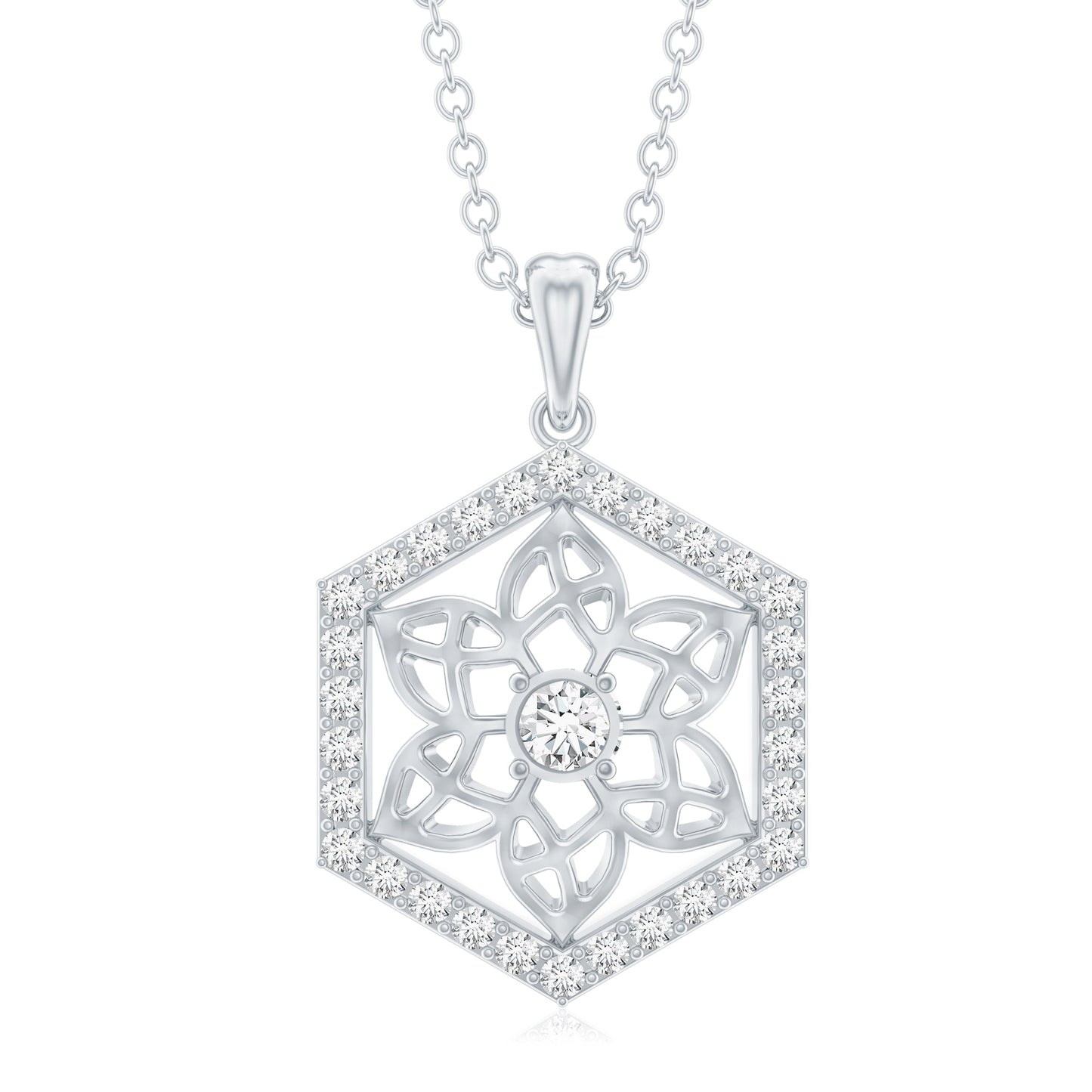 Vintage Inspired Certified Moissanite Flower Pendant