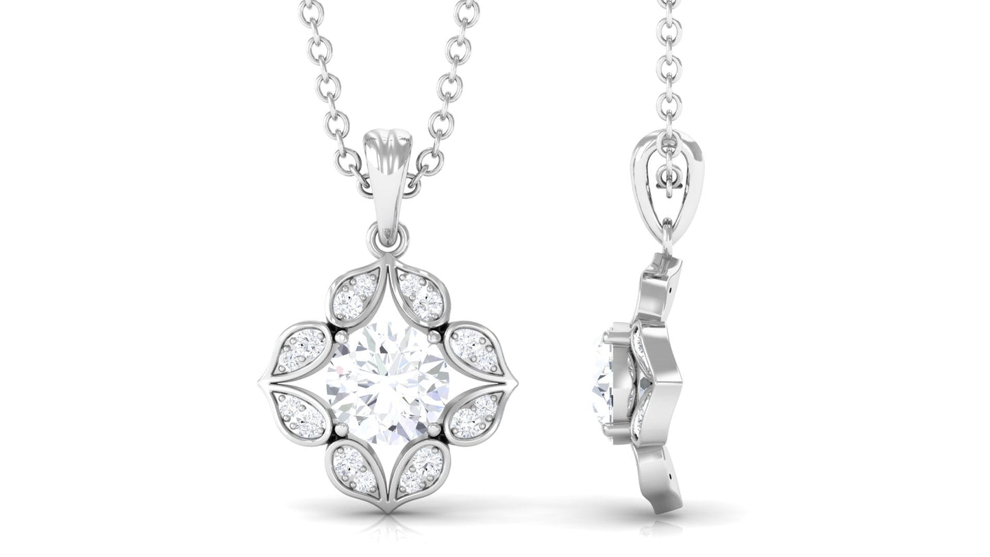 Certified Moissanite Vintage Wedding Pendant for Women