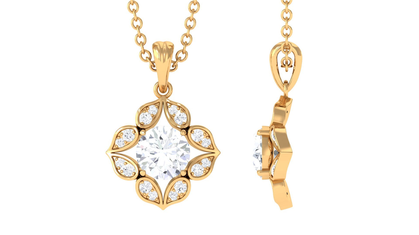 Certified Moissanite Vintage Wedding Pendant for Women