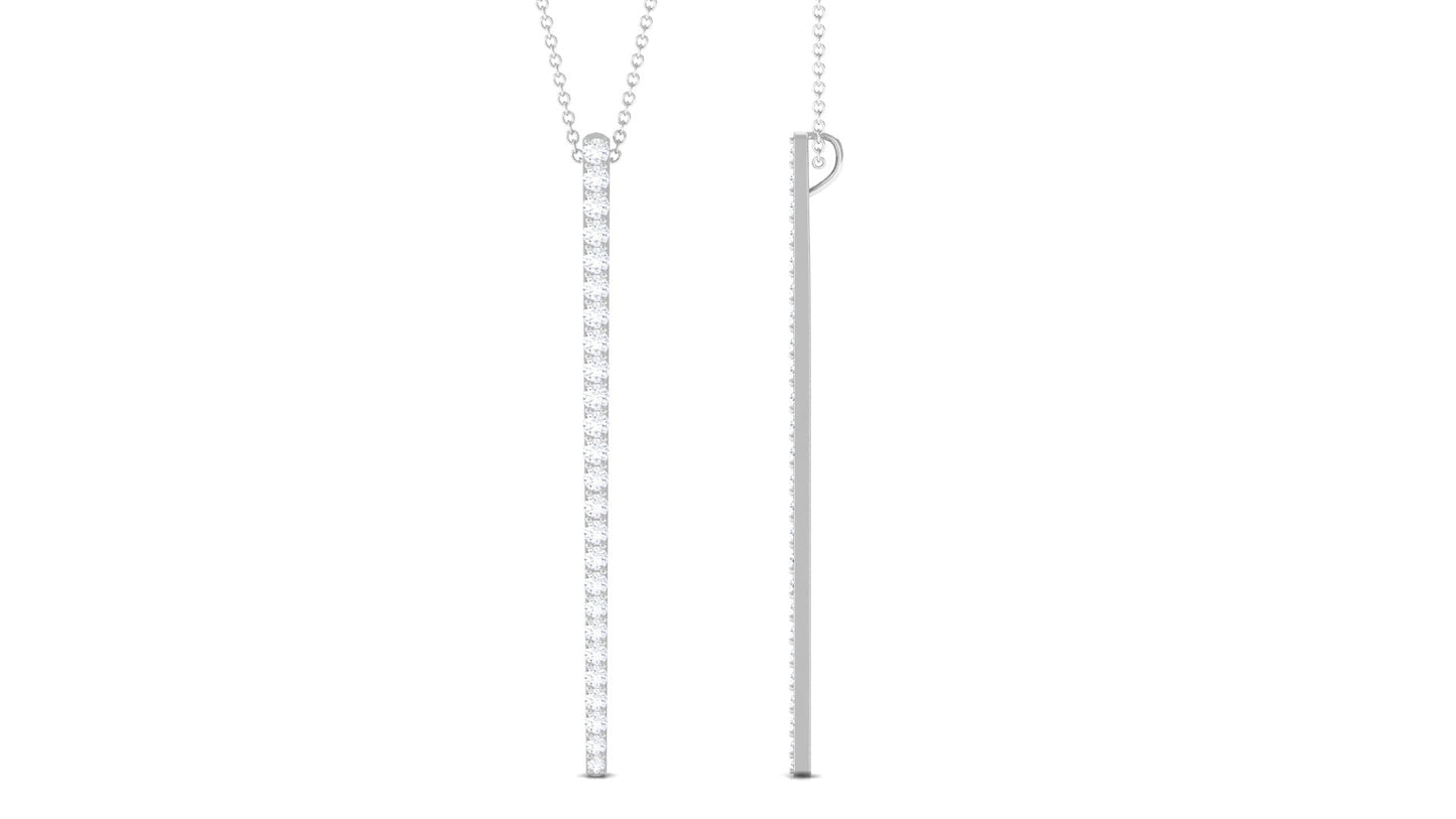 Certified Moissanite Bar Dangle Pendant