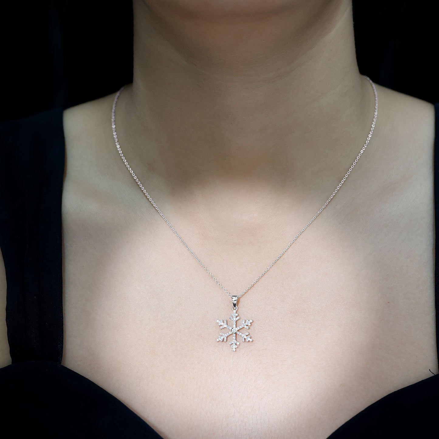 Certified Moissanite Frozen Snowflake Pendant Necklace