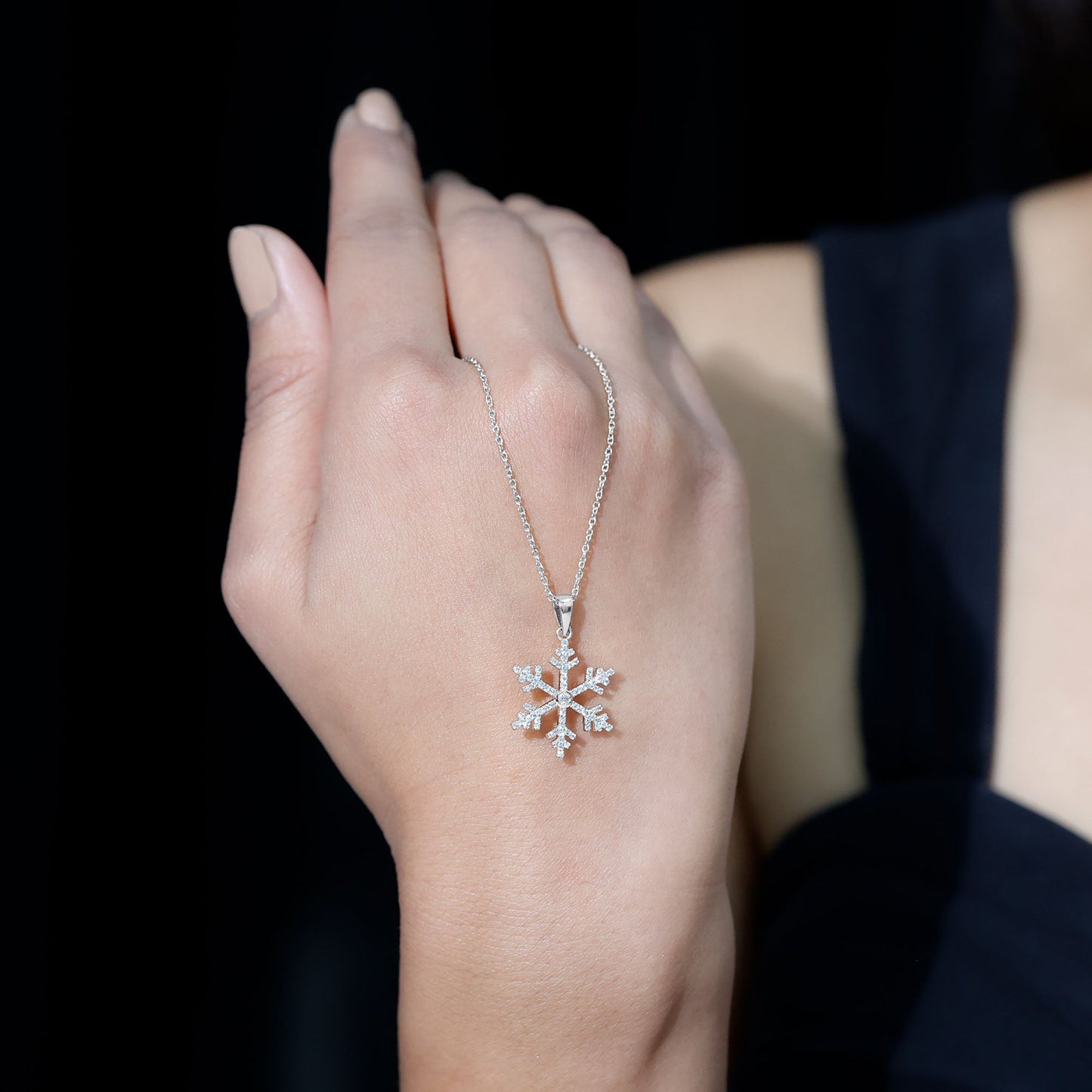 Certified Moissanite Frozen Snowflake Pendant Necklace