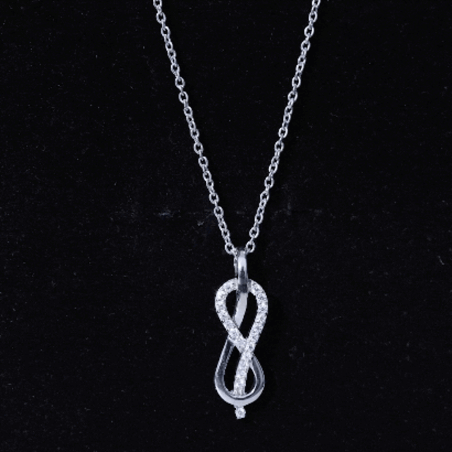 Minimal Moissanite Infinity Knot Pendant Necklace