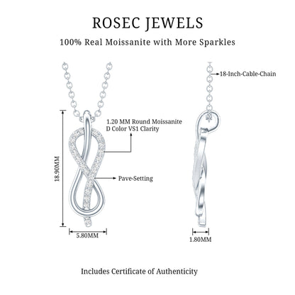Minimal Moissanite Infinity Knot Pendant Necklace
