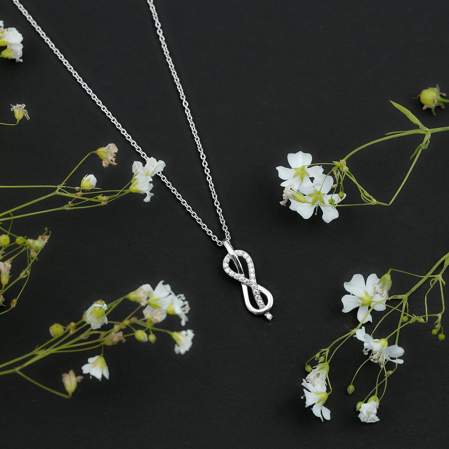 Certified Moissanite Infinity Pendant Necklace with Chain