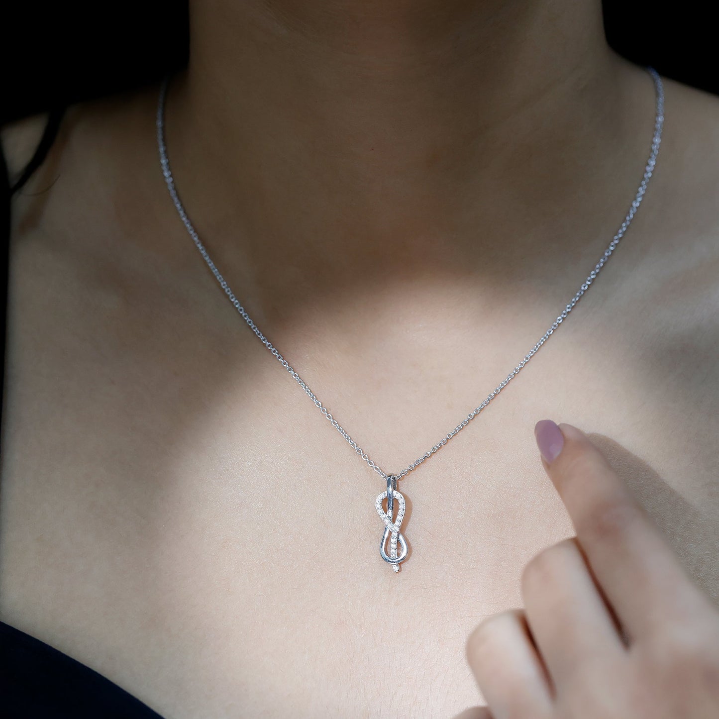 Certified Moissanite Infinity Pendant Necklace with Chain