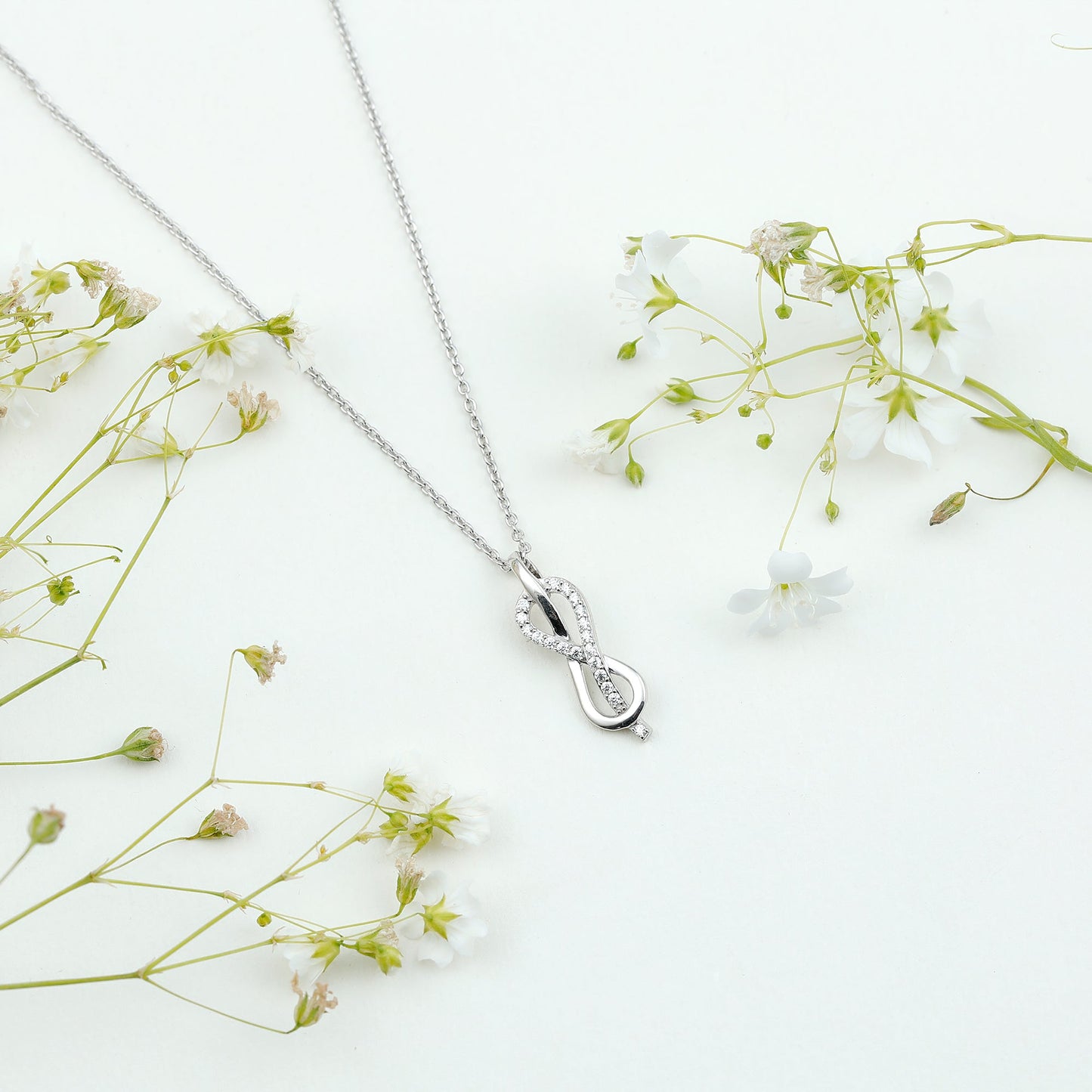 Certified Moissanite Infinity Pendant Necklace with Chain