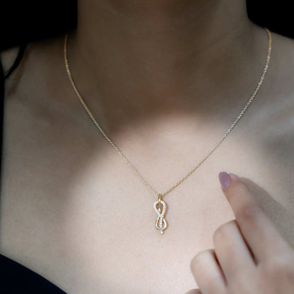 Minimal Moissanite Infinity Knot Pendant Necklace