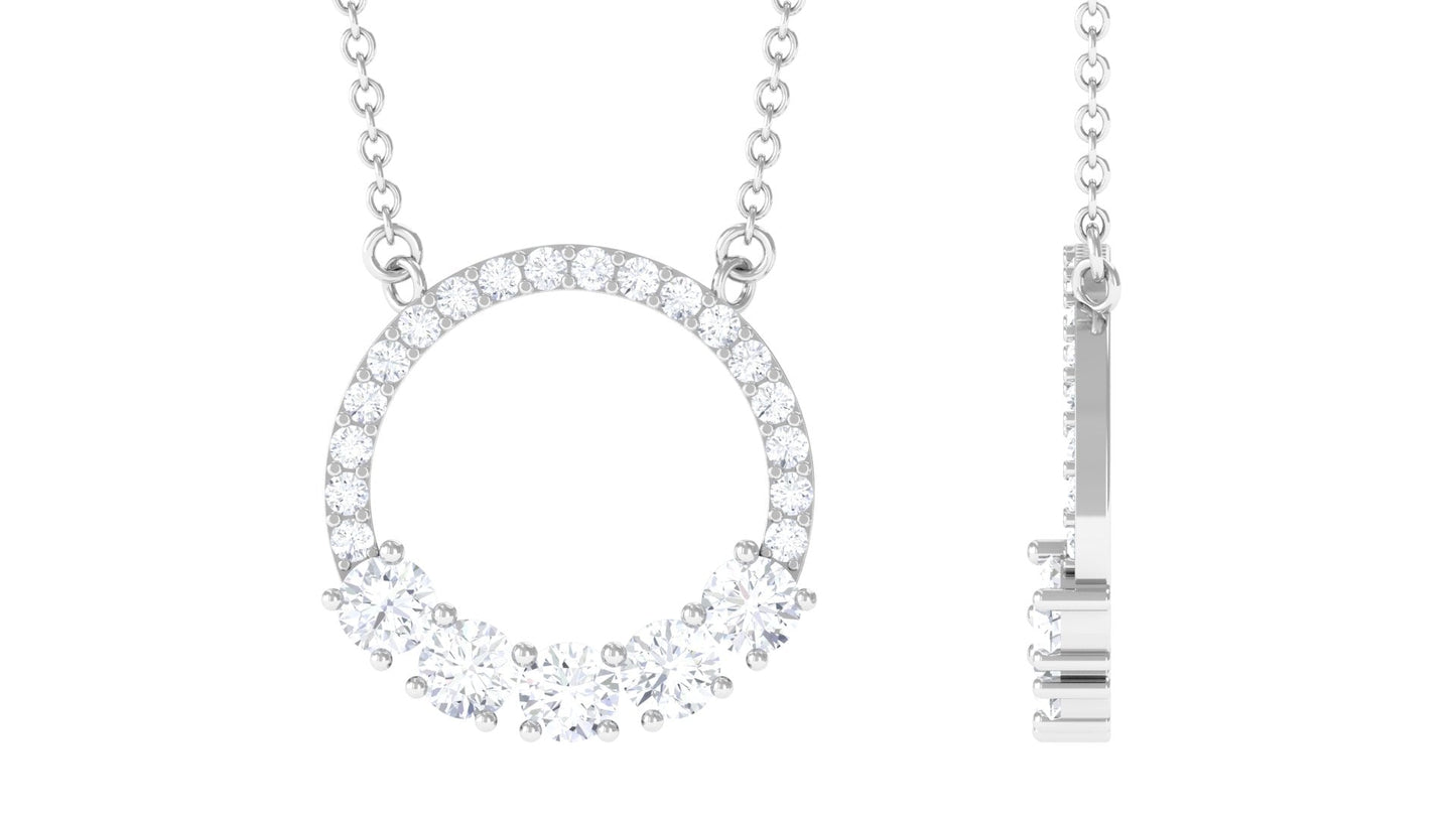 Round Cut Moissanite Open Circle Pendant with Certificate