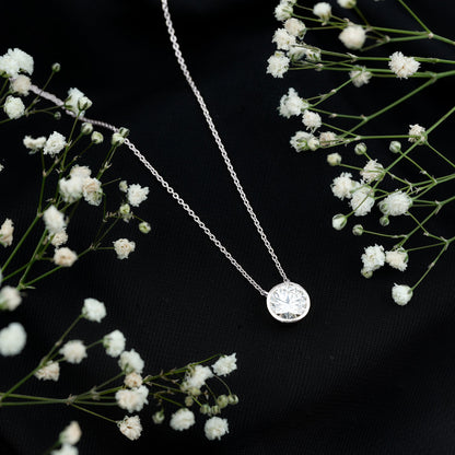 2 Carat Certified Moissanite Solitaire Necklace in Bezel Setting