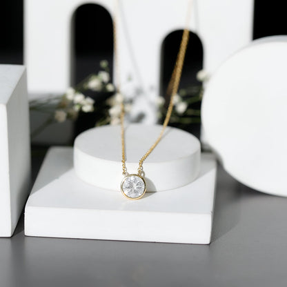 2 Carat Certified Moissanite Solitaire Necklace in Bezel Setting