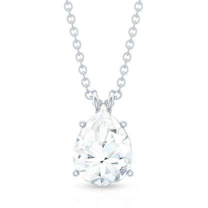 2.2 Carat Solitaire Moissanite Teardrop Pendant Necklace