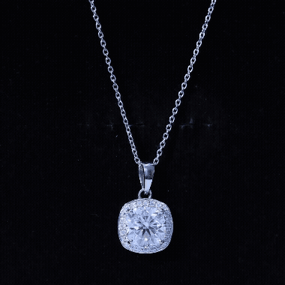 Certified 3 Carat Cushion Cut Moissanite Pendant