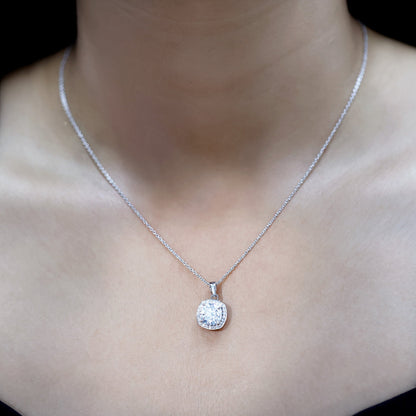 Certified 3 Carat Cushion Cut Moissanite Pendant