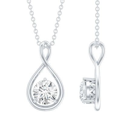 0.9 Carat Solitaire Moissanite Infinity Pendant with Certificate