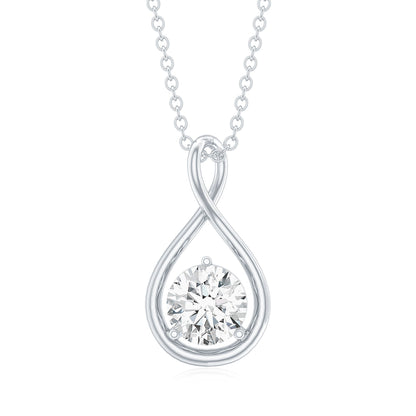 0.9 Carat Solitaire Moissanite Infinity Pendant with Certificate