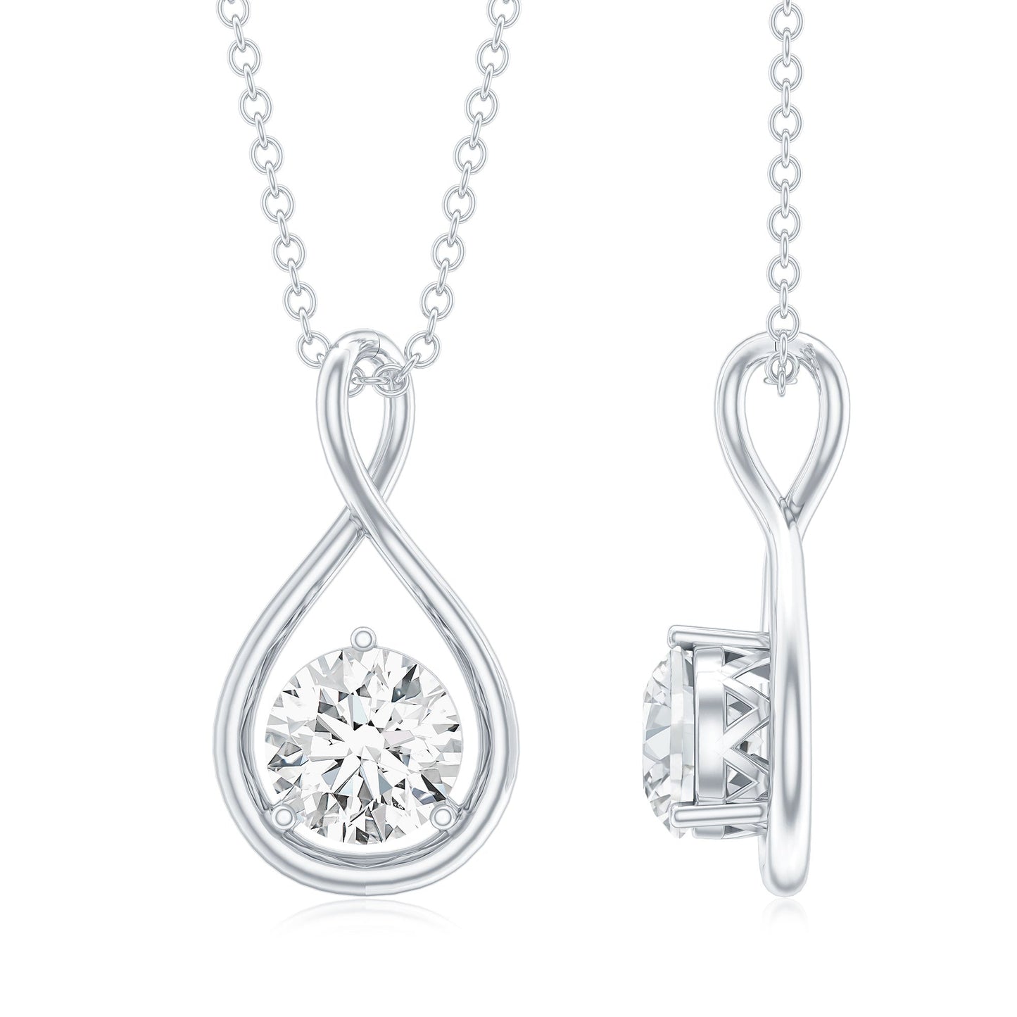 0.9 Carat Solitaire Moissanite Infinity Pendant with Certificate