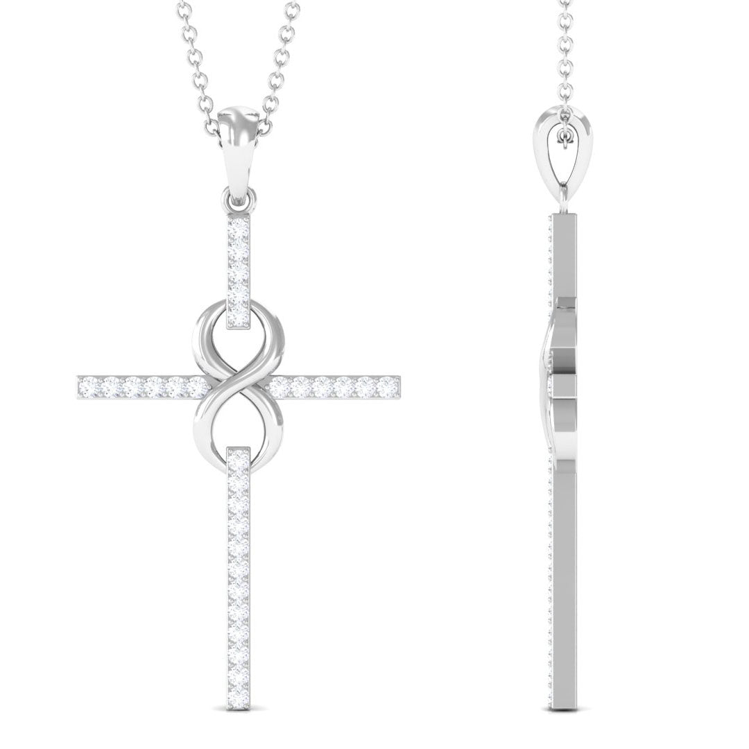 Certified Moissanite Infinity Cross Pendant Necklace