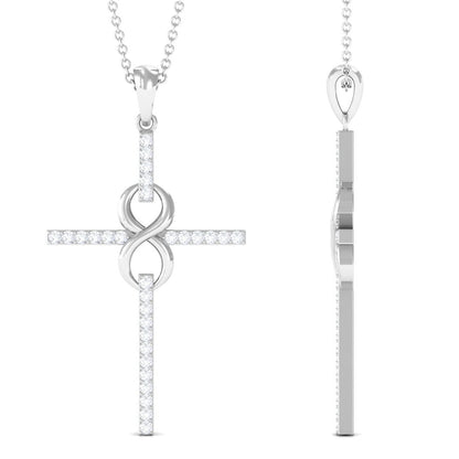 Certified Moissanite Infinity Cross Pendant Necklace