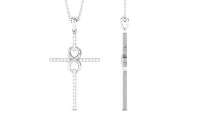 Certified Moissanite Infinity Cross Pendant Necklace