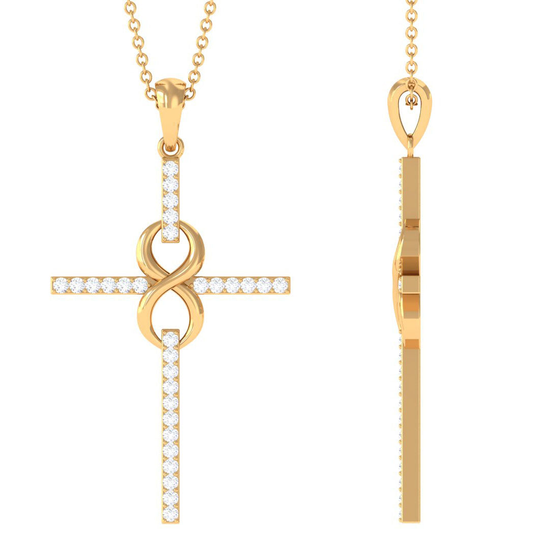 Certified Moissanite Infinity Cross Pendant Necklace