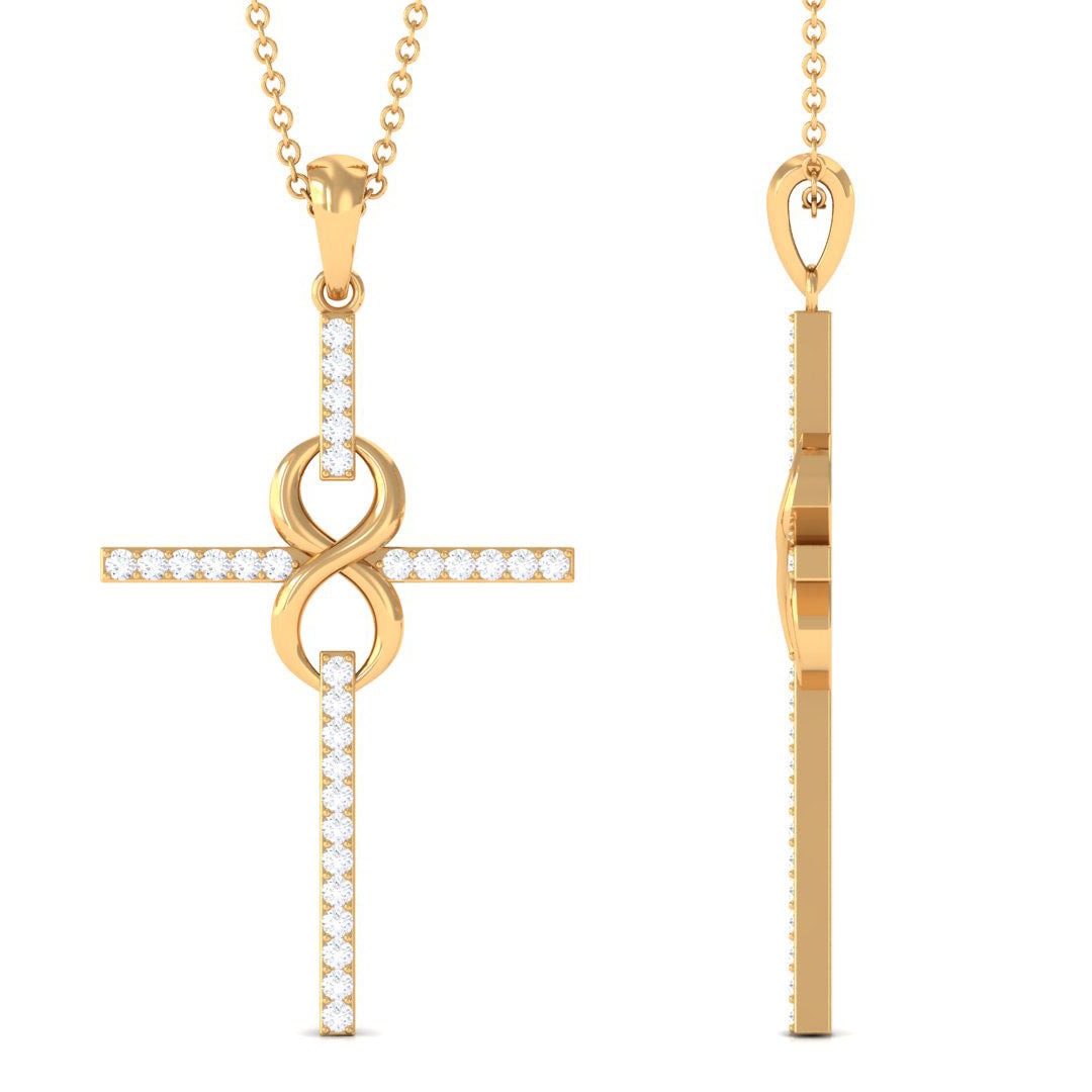 Certified Moissanite Infinity Cross Pendant Necklace