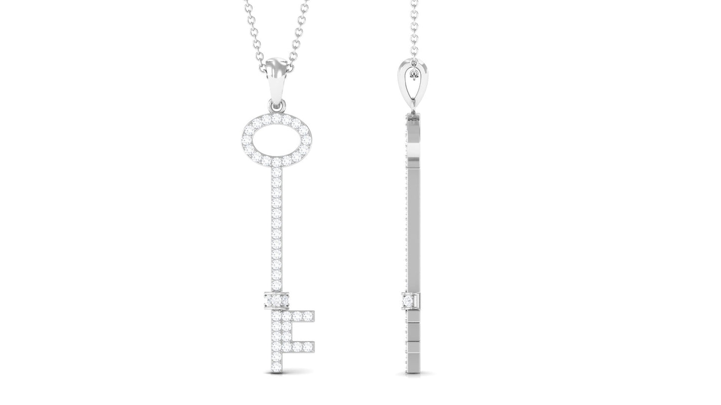 Simple Moissanite Key Pendant with Certificate