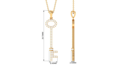Simple Moissanite Key Pendant with Certificate