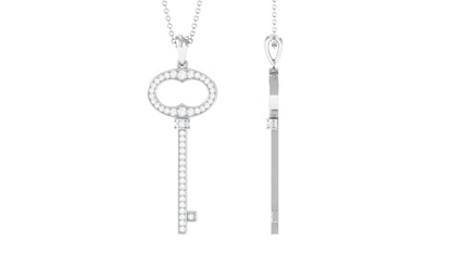 Classic Moissanite Key Charm Necklace with Certificate
