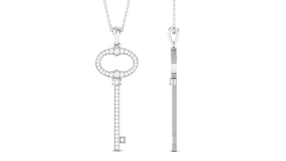 Classic Moissanite Key Charm Necklace with Certificate