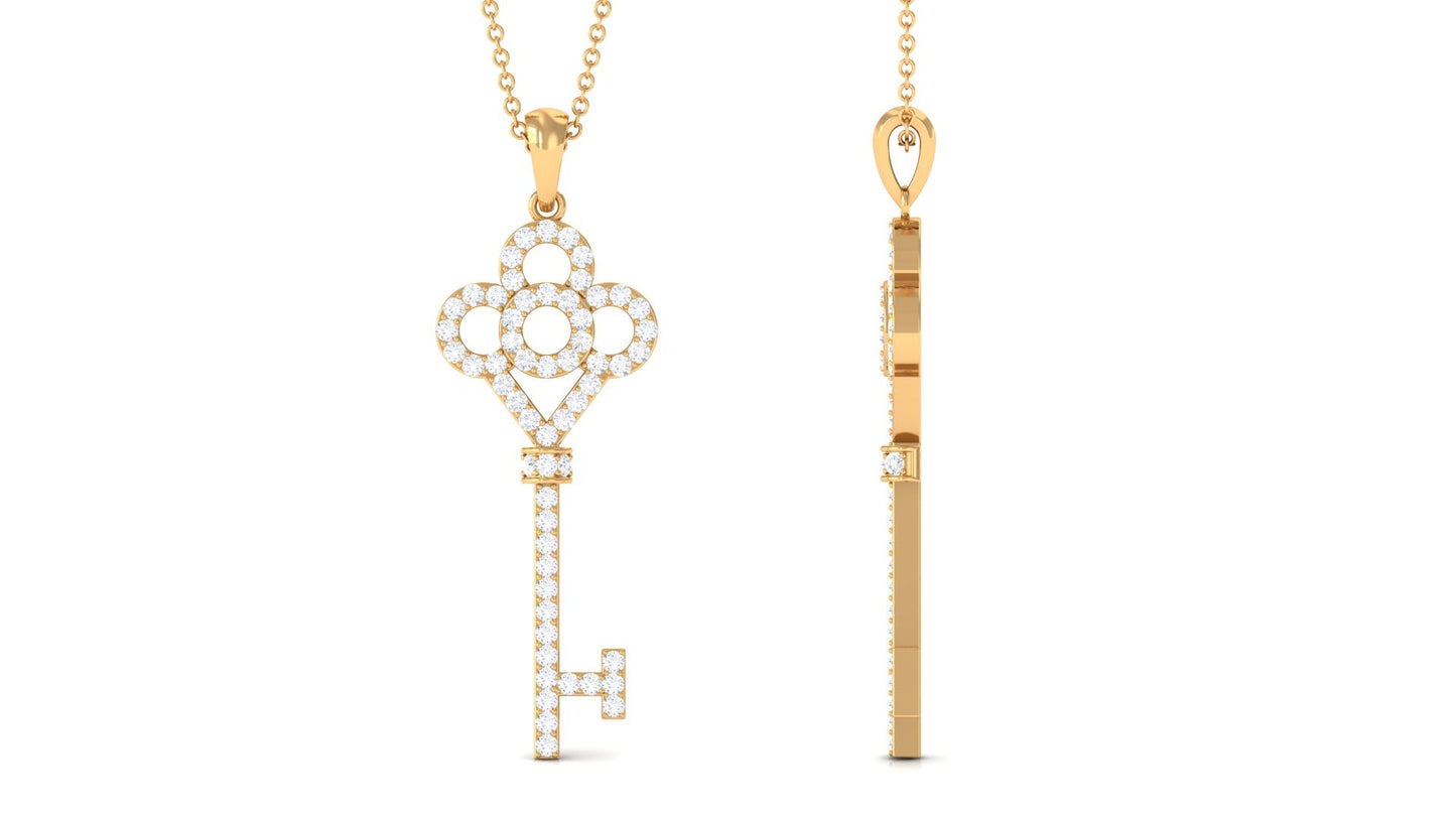 Certified Moissanite Gothic Key Pendant for Women
