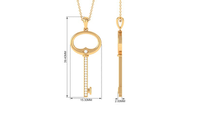 Certified Moissanite Contemporary Key Pendant Necklace