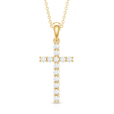Certified Moissanite Cross Pendant Necklace for Women