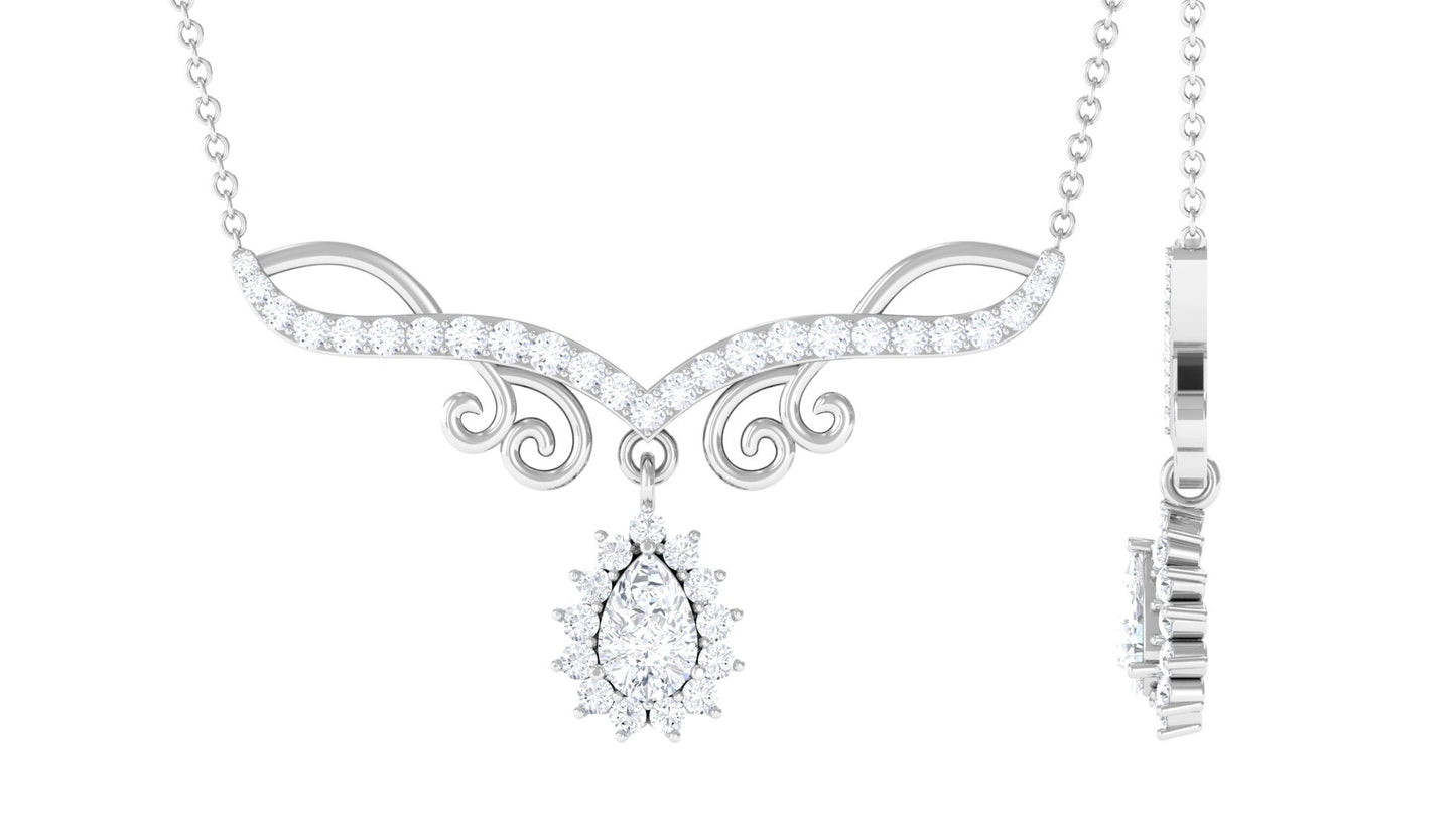 0.7 Carat Pear and Round Shape Moissanite Drop Necklace