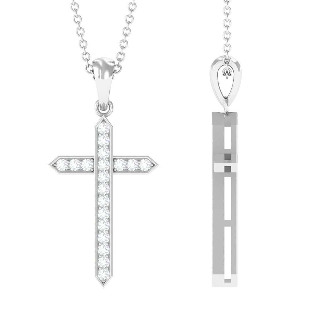 Round Moissanite Cross Pendant Necklace