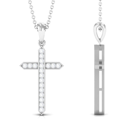 Round Moissanite Cross Pendant Necklace